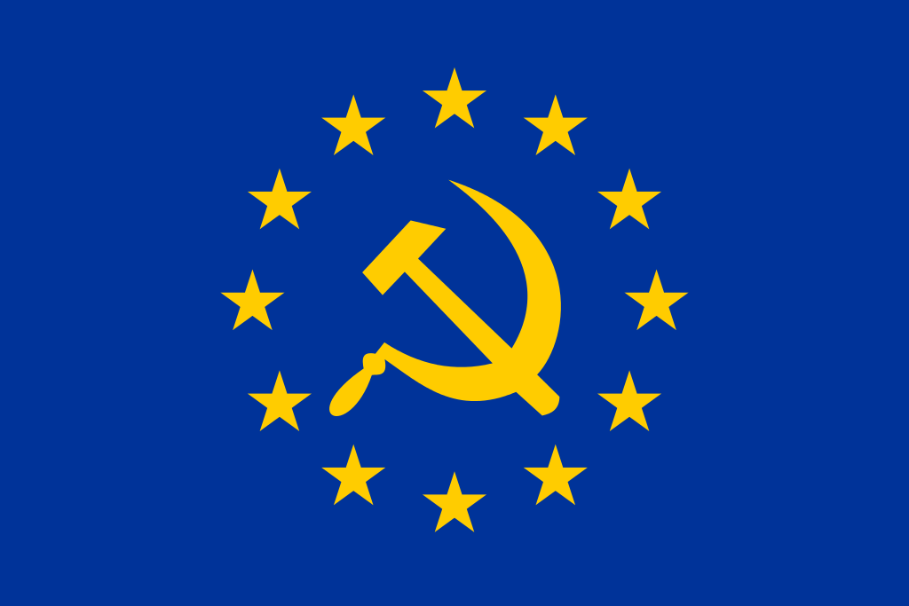 Flaga UE z sierpem i młotem