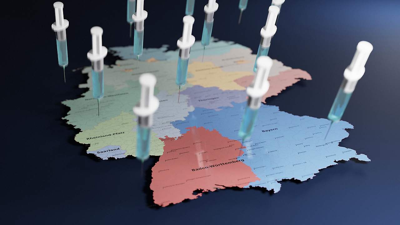 Niemcy szczepienia, mapa