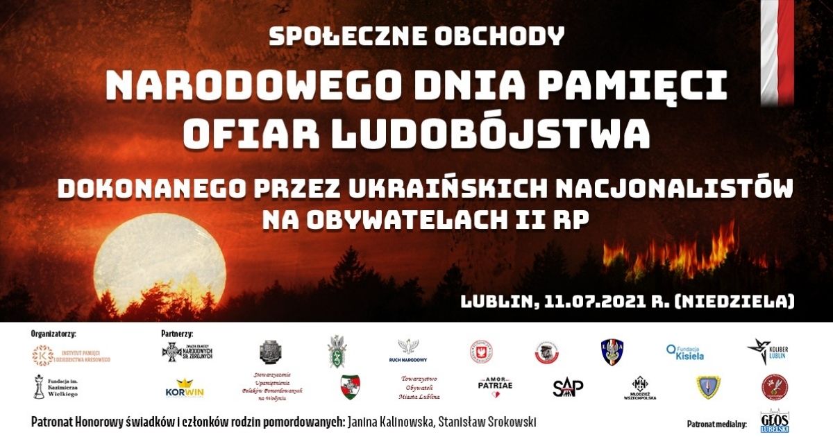 Plakat społecznych obchodów Narodowego Dnia Pamięci Ofiar Ludobójstwa Wołyńskiego.