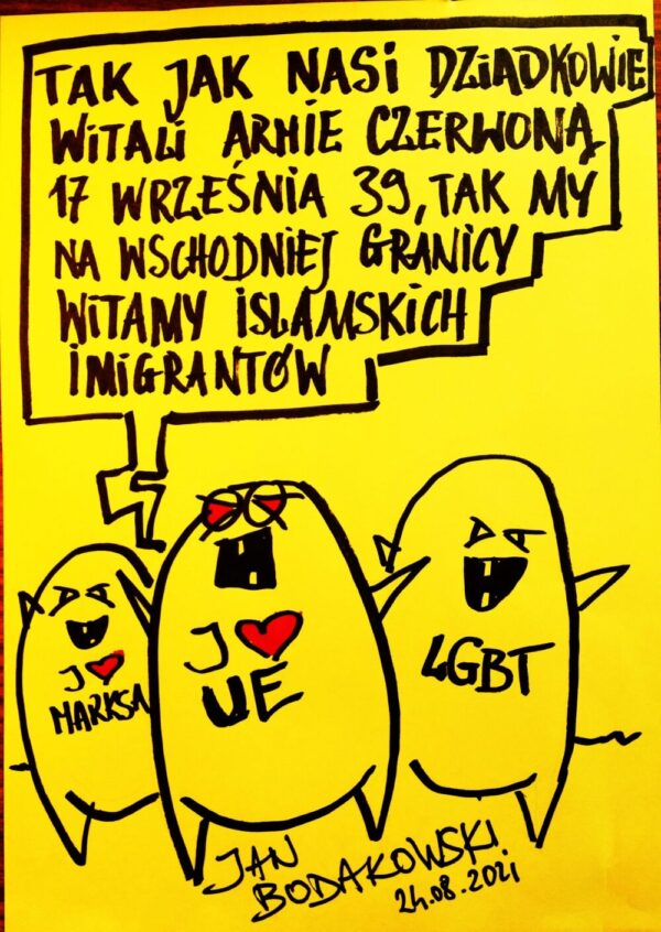 migranci rysunek Jan Bodakowski