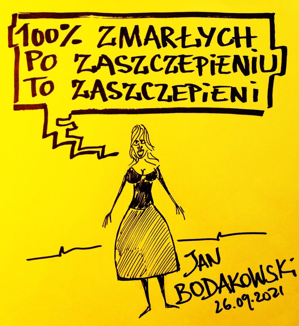 covid, szczepienia rysunek Jan Bodakowski