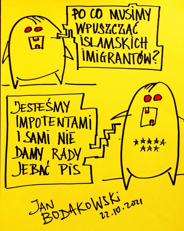 antyPiS islamscy imigranci rysunek Jan Bodakowski