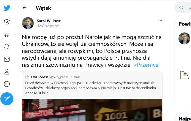 Wilkosz szkaluje polskich patriotów