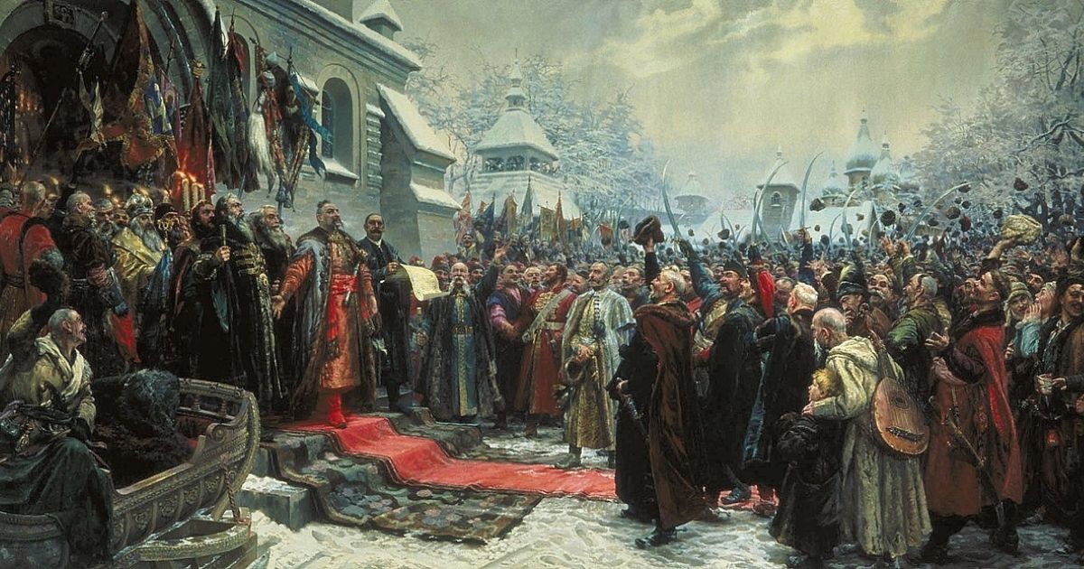 Mychajlo Chmielko - „Na zawsze razem. Traktat perejasławski z 1654 roku”, obraz z AD 1951.