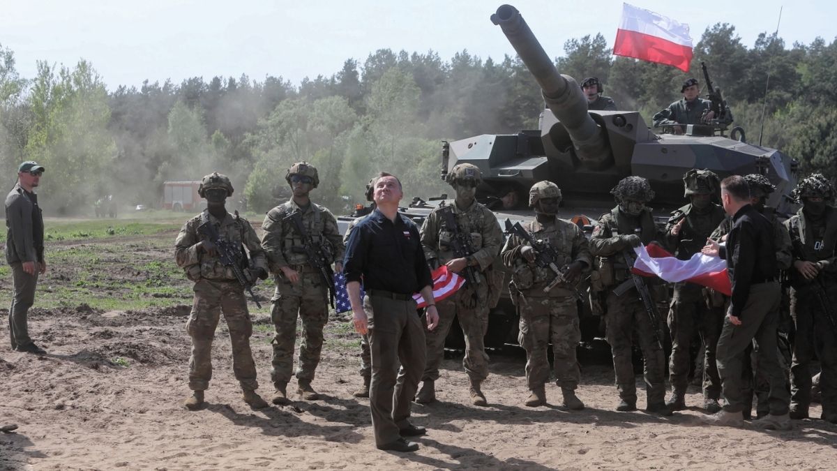 Prezydent Andrzej Duda podczas ćwiczeń wojskowych Defender Europe 2022