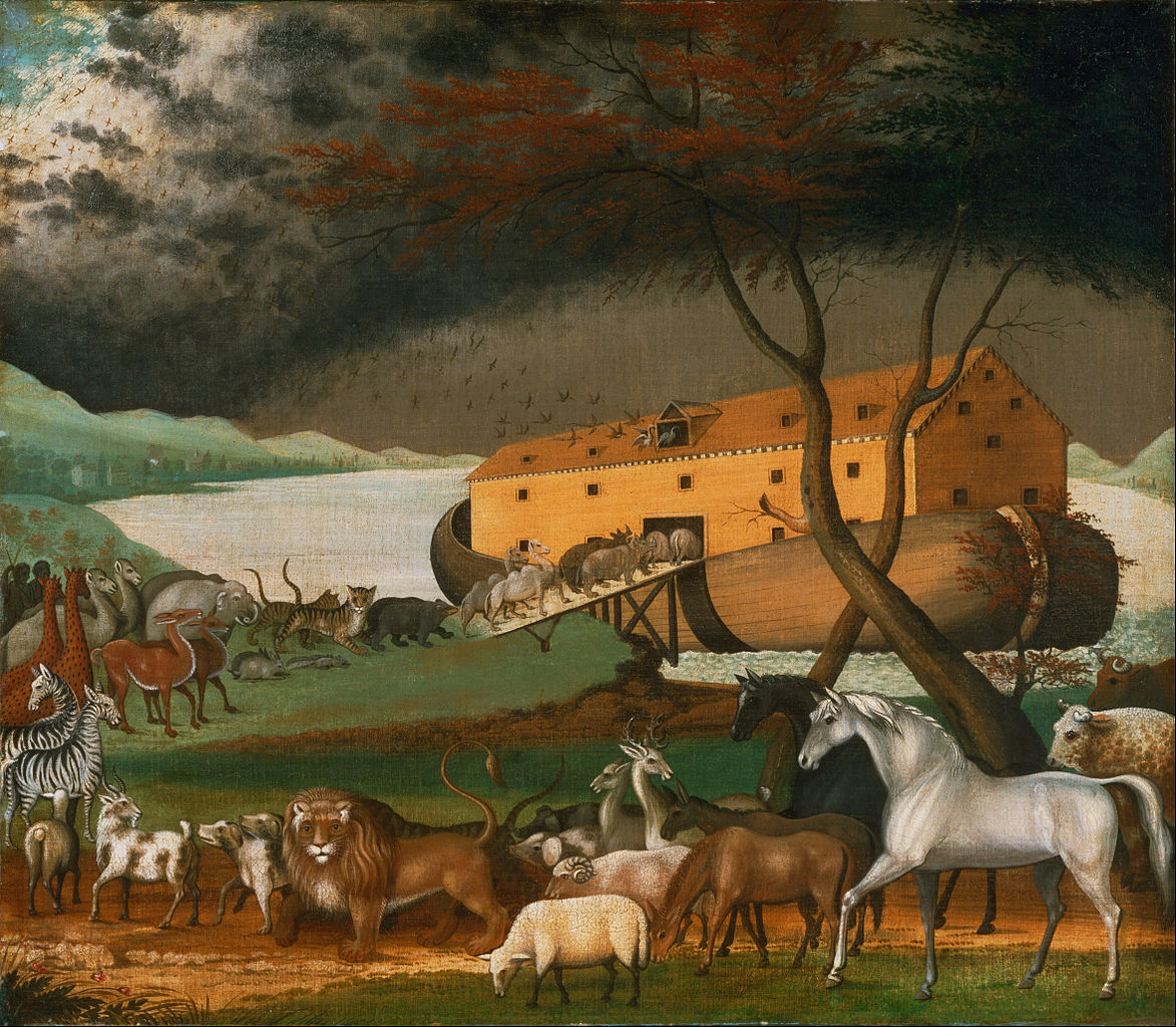 Zwierzęta wchodzące do arki, obraz Edwarda Hicksa.