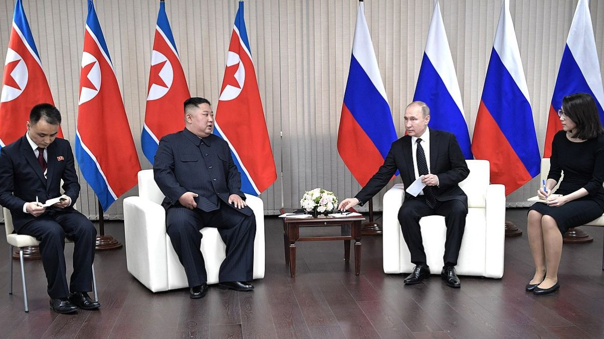 Przywódca Korei Północnej Kim Dżong Un i prezydent Rosji Władimir Putin
