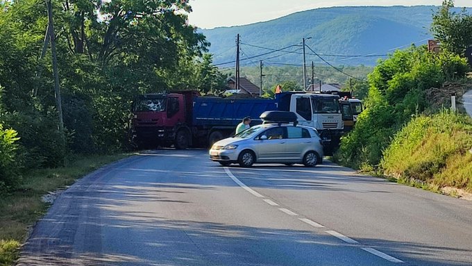 Blokada na pograniczu serbsko-kosowskim.