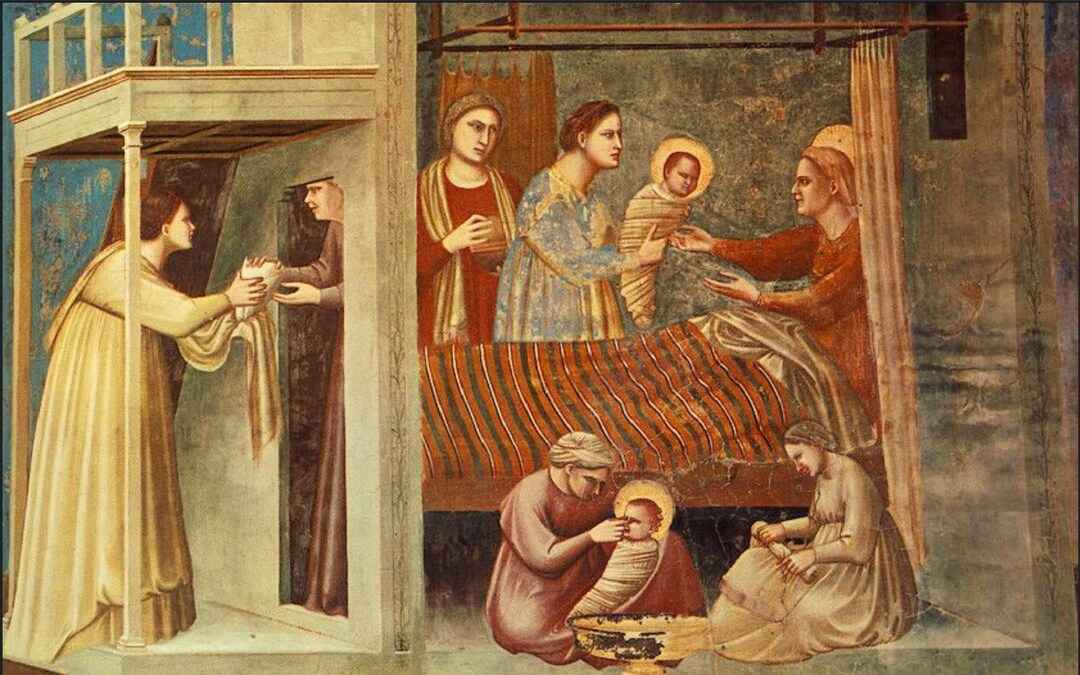 Giotto di Bondone - Narodziny Dziewicy (fragment)